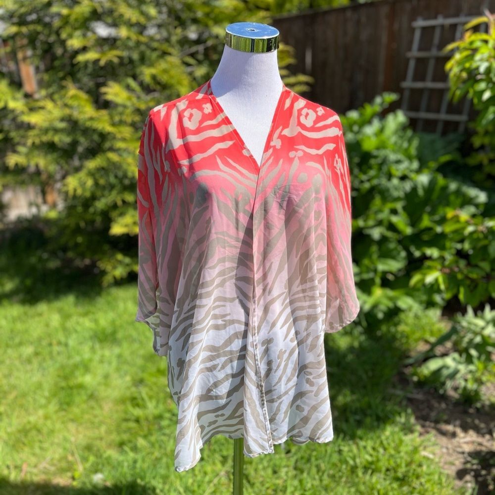 Chicos Animal Print Lightweight Swim Coverup for Vacation Travel Size 3 - Large